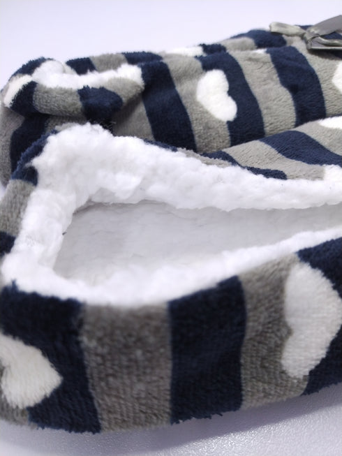 Women's Super Soft Fuzzy Slippers with Grey Stripes